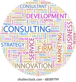 CONSULTING. Word collage on white background. Vector illustration.