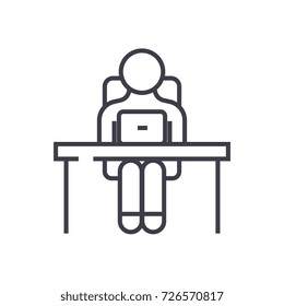 consulting,reception,working vector line icon, sign, illustration on background, editable strokes