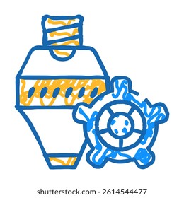 consumables, print head and gear doodle icon sketch vector. consumables, print head and gear sign. isolated symbol illustration