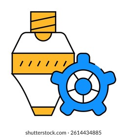 consumables, print head and gear line icon vector. consumables, print head and gear sign. isolated symbol illustration
