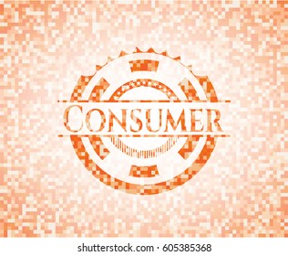 Consumer abstract orange mosaic emblem
