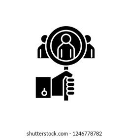 Consumer analysis black icon, vector sign on isolated background. Consumer analysis concept symbol, illustration 