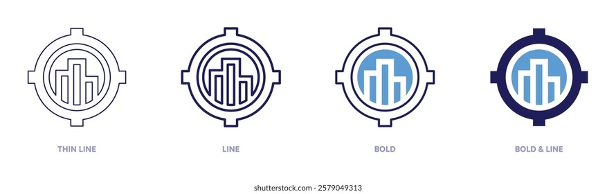 Consumer analysis icon in 4 different styles. Thin Line, Line, Bold, and Bold Line. Duotone style. Editable stroke.