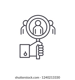 Consumer analysis line icon concept. Consumer analysis vector linear illustration, symbol, sign