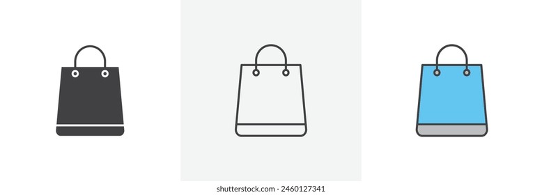 Consumer Bags Icon Set. Vector symbols for shopping and retail bags. Icons for shopping experiences.