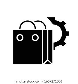 Icono negro de cesta de consumo, ilustración conceptual, símbolo plano vectorial, signo de glifo.