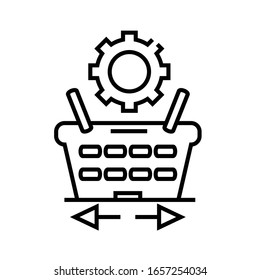Icono de línea de cesta de consumo, signo de concepto, ilustración de vector de contorno, símbolo lineal.