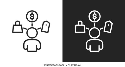 Ícone De Comportamento Do Consumidor No Estilo De Linha Preto-E-Branco
