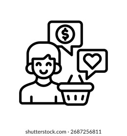 Ilustración vectorial de línea de íconos de comportamiento del consumidor