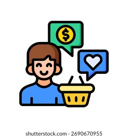 Icono de comportamiento del consumidor Ilustración vectorial de color lineal