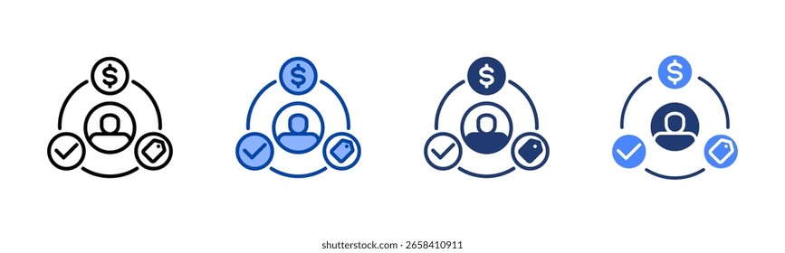 Ícone Comportamento do consumidor define várias coleções de estilos
