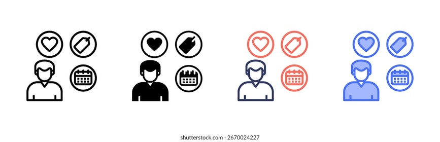 Ícone Comportamento do consumidor define várias coleções de estilos