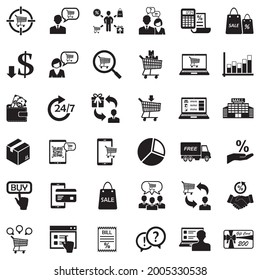 Consumer Behavior Icons. Black Flat Design. Vector Illustration.