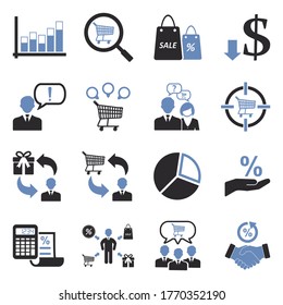 Consumer Behavior Icons. Two Tone Flat Design. Vector Illustration.