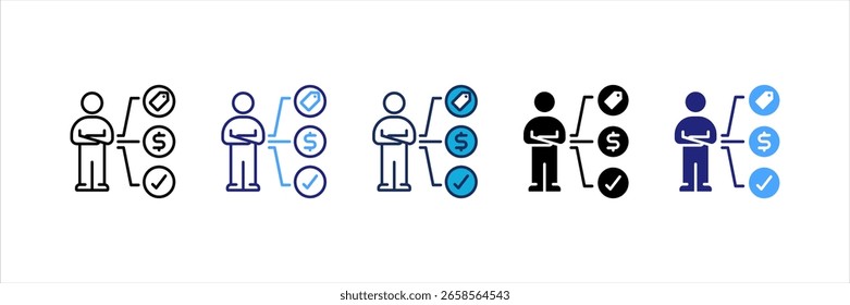 Conjunto de Ícones de Vários Estilos de Comportamento do Consumidor
