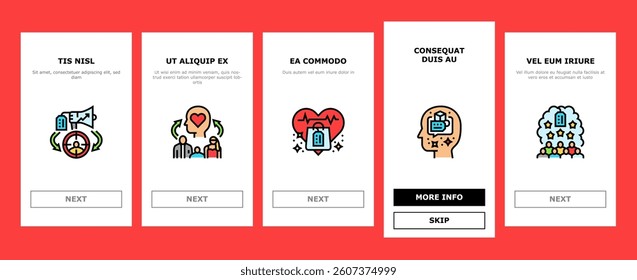 consumer behavior onboarding mobile vector customer social, digital analysis research, buyer marketing, decision media analytic consumer behavior illustrations