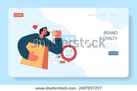 Consumer behavior web or landing. Purchase journey. Relationship between consumers and brands, with focus on customer satisfaction and brand loyalty. Flat vector illustration