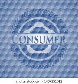 Consumer blue polygonal badge. Vector Illustration. Detailed.