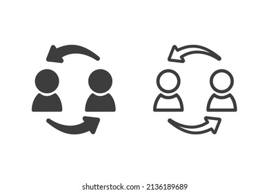 Consumer to Consumer: C2C icon vector illustration glyph style design with 2 style icons black and white. Isolated on white background.