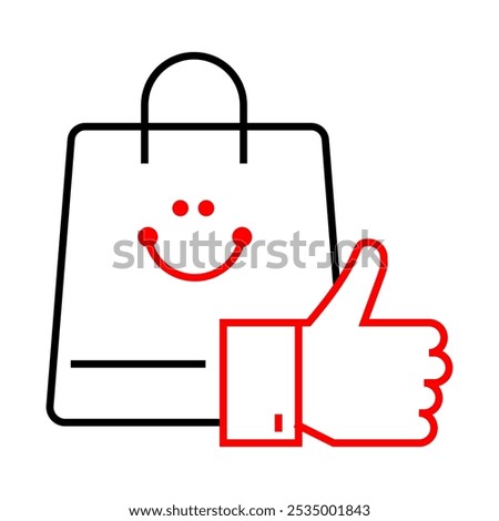 Consumer Confidence Icon – Smiling Shopping Bag with Thumbs Up, Indicating Positive Consumer Sentiment