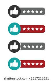 Consumer or customer product rating flat vector icons set