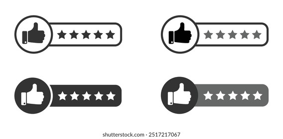 Consumer or customer product rating flat vector icons