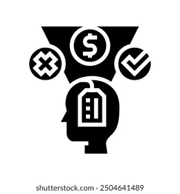 consumer decision making consumer behavior glyph icon vector. consumer decision making consumer behavior sign. isolated symbol illustration
