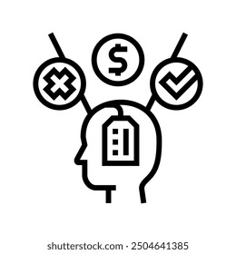 consumer decision making consumer behavior line icon vector. consumer decision making consumer behavior sign. isolated contour symbol black illustration