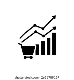Consumer Demand Graph Cart Bars Filled Black Icon