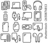 Consumer Electronics Essentials Icon Set Outline Style