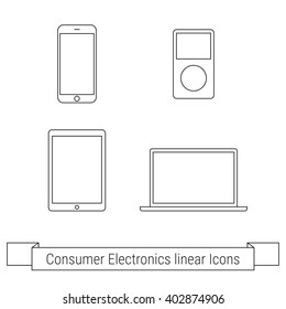 Consumer electronics Outline web icons set