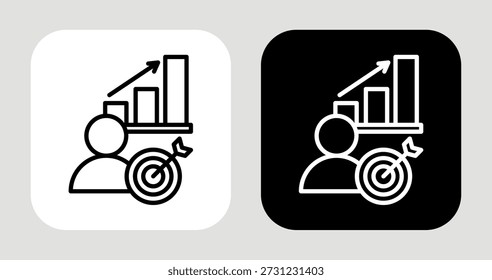 Verbraucherfokus-Symbol in schwarz-weißem Linienstil