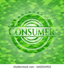 Consumer green mosaic emblem. Vector Illustration. Detailed.