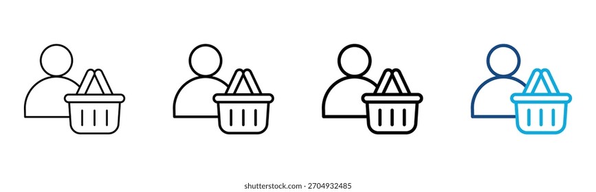 Ícone do consumidor Estilo diferente Contorno Coleção Conjunto Ilustração do vetor
