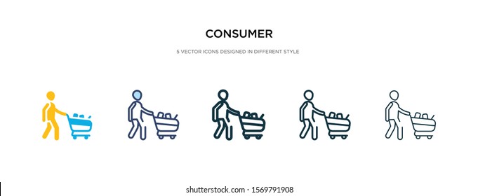 Consumer Icon In Different Style Vector Illustration. Two Colored And Black Consumer Vector Icons Designed In Filled, Outline, Line And Stroke Style Can Be Used For Web, Mobile, Ui