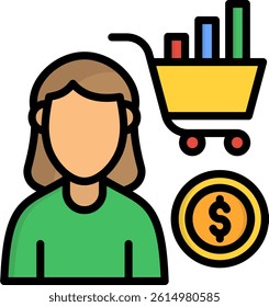 Consumer Icon Lineal Color Vector Illustration