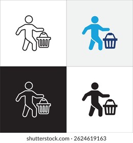 ícone Consumidor. ícone comprador do usuário de compras on-line. Símbolo do comprador. Assinatura do cliente. Símbolo de ícone adequado para loja de autoatendimento, cliente, comprar. Ilustração vetorial