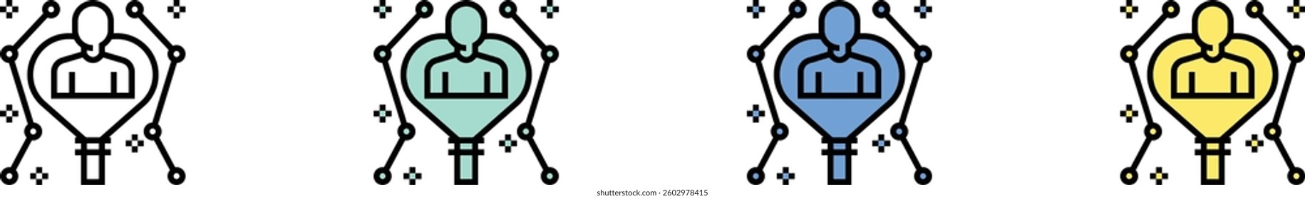 consumer icon. Outline, Green, Blue and Yellow Style Design Isolated On White Background