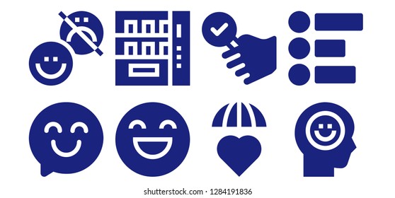  consumer icon set. 8 filled consumer icons. Simple modern icons about  - Happy, Happiness, Vending machine, Emotions, Satisfied, Feedback