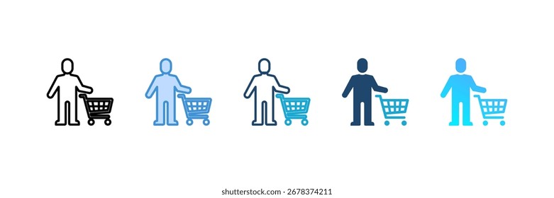 Ícone de consumidor definir coleção de vários estilos