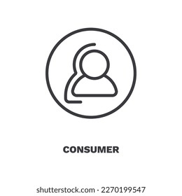 consumer icon. Thin line consumer icon from marketing collection. Outline vector isolated on white background. Editable consumer symbol can be used web and mobile