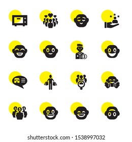 consumer icons. Editable 16 consumer icons. Included icons such as Happy, Customer, Consumer, Buyer, Review, Loyalty, Microwave. trendy icons for web.