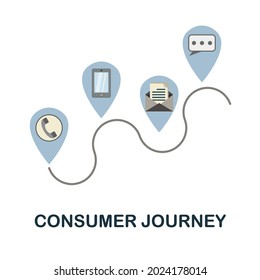 Consumer Journey Flat Icon. Colored Sign From Customer Management Collection. Creative Consumer Journey Icon Illustration For Web Design, Infographics And More