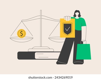 Consumer law abstract concept vector illustration. Consumer litigation, legal protection service, law firm, judicial agreement, replacement of faulty product, buyer rights abstract metaphor.