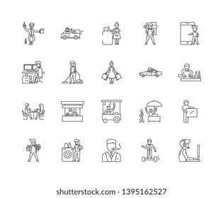 Consumer line icons, signs, vector set, outline illustration concept 