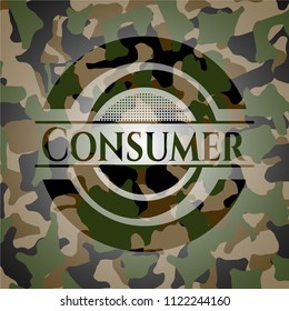 Consumer on camouflage texture