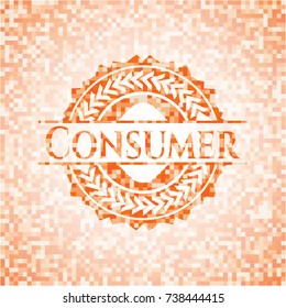 Consumer orange mosaic emblem with background