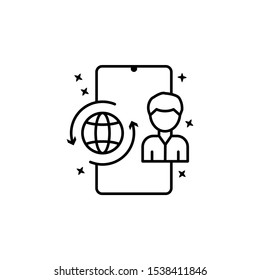 Consumer phone world icon. Simple line, outline vector of mobile payment icons for ui and ux, website or mobile application