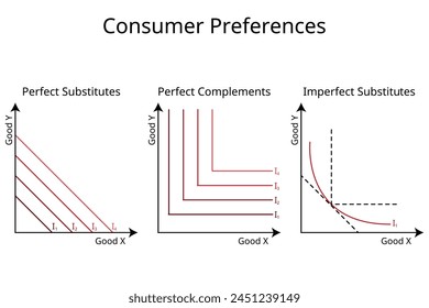 Consumer Preferences in economics for perfect substitute, perfect complements, imperfect substitutes