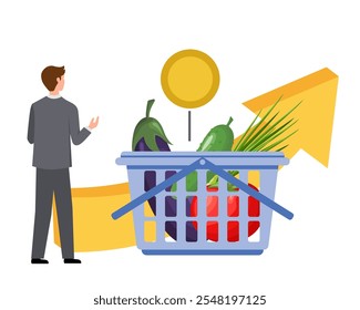 Índice de preços no consumidor. Ilustração simples de cor plana do vetor.